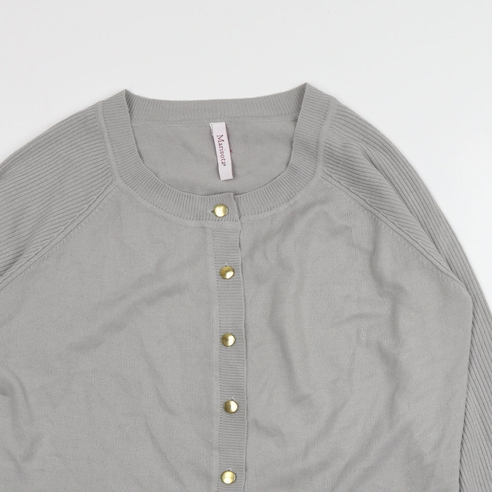 Marisota Womens Grey V-Neck  Acrylic Cardigan Jumper Size 12