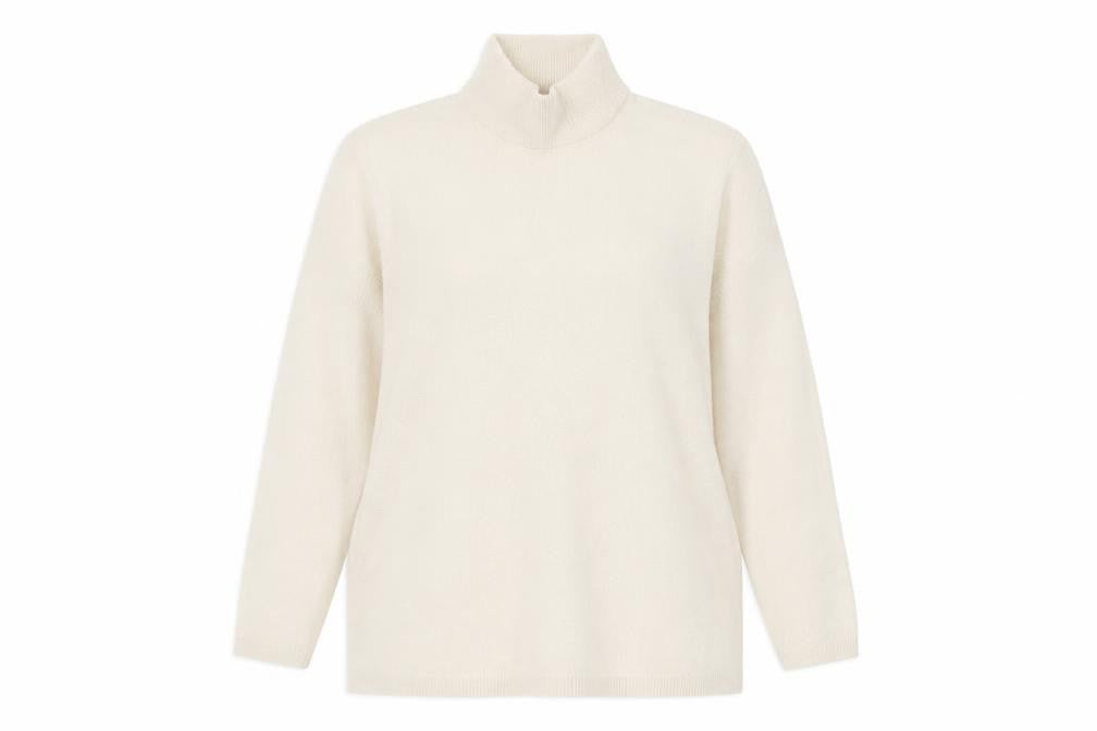 L.X.D Womens Ivory High Neck  Acrylic Pullover Jumper Size 16