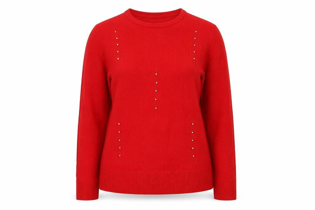 Ellie B Womens Red Round Neck  Acrylic Pullover Jumper Size L