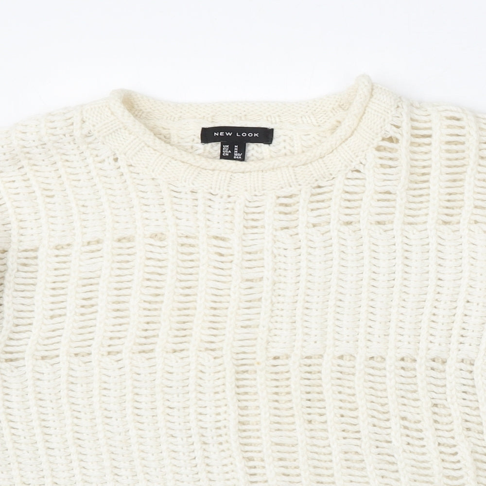 New Look Womens Beige Round Neck  Acrylic Pullover Jumper Size M