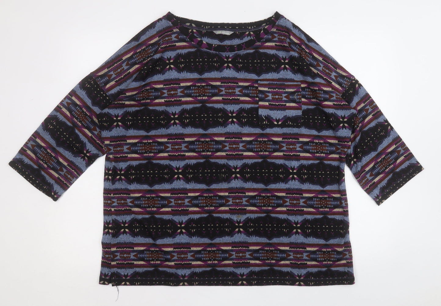 Marks and Spencer Womens Multicoloured Round Neck Geometric Acrylic Pullover Jumper Size 2XL