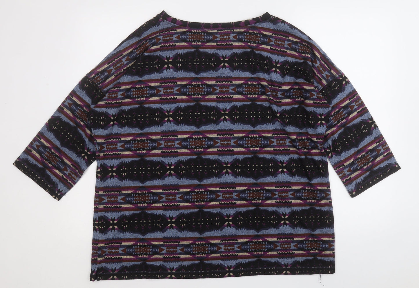 Marks and Spencer Womens Multicoloured Round Neck Geometric Acrylic Pullover Jumper Size 2XL