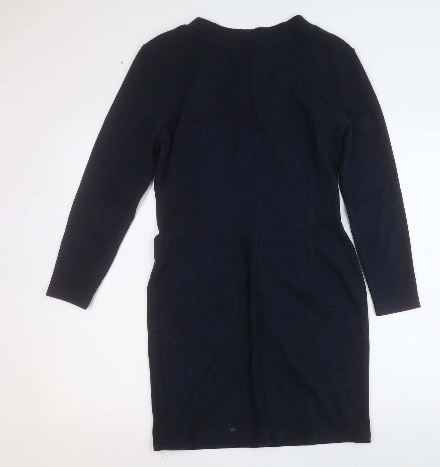 St Michael Womens Blue  Polyester Jumper Dress  Size 12  Round Neck Button