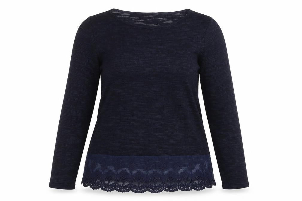 Preworn Womens Blue Round Neck Geometric Acrylic Pullover Jumper Size M