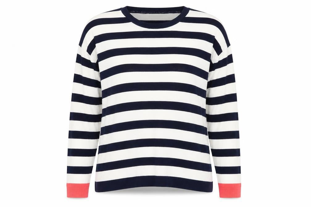 Intuition  Womens Blue Round Neck Striped Viscose Pullover Jumper Size 12