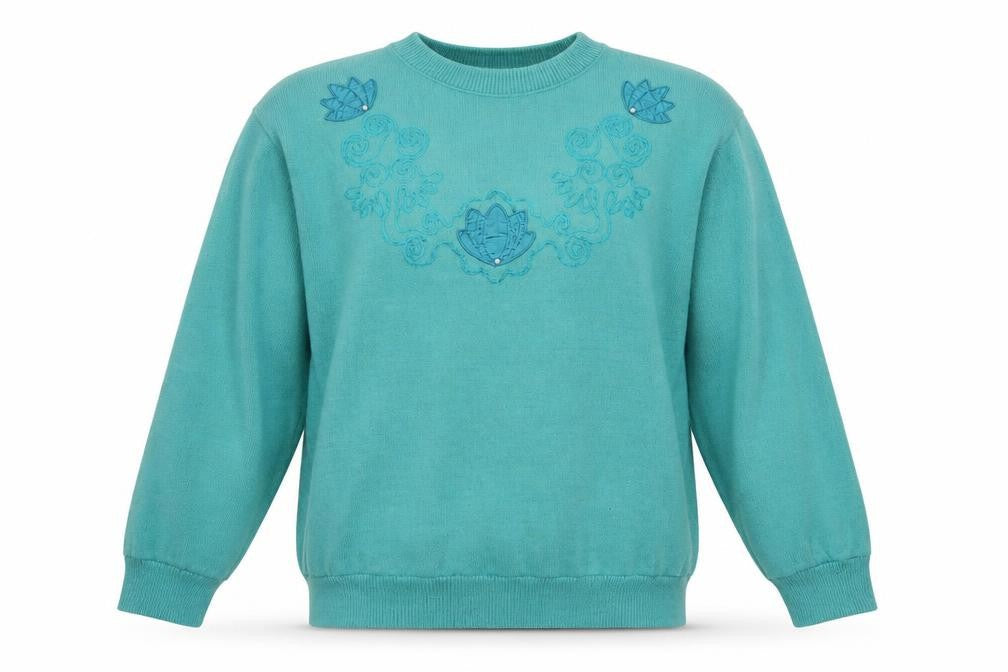 Afibel Womens Green Crew Neck  Acrylic Pullover Jumper Size 24