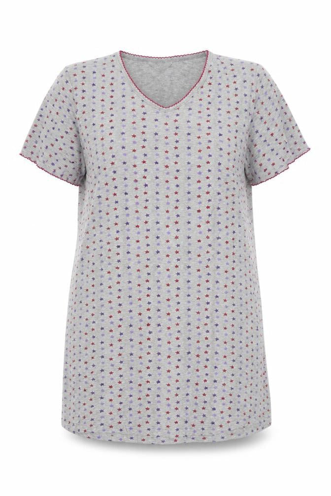Bonmarché Womens Grey Geometric Cotton Top Dress Size 16 - Star Print