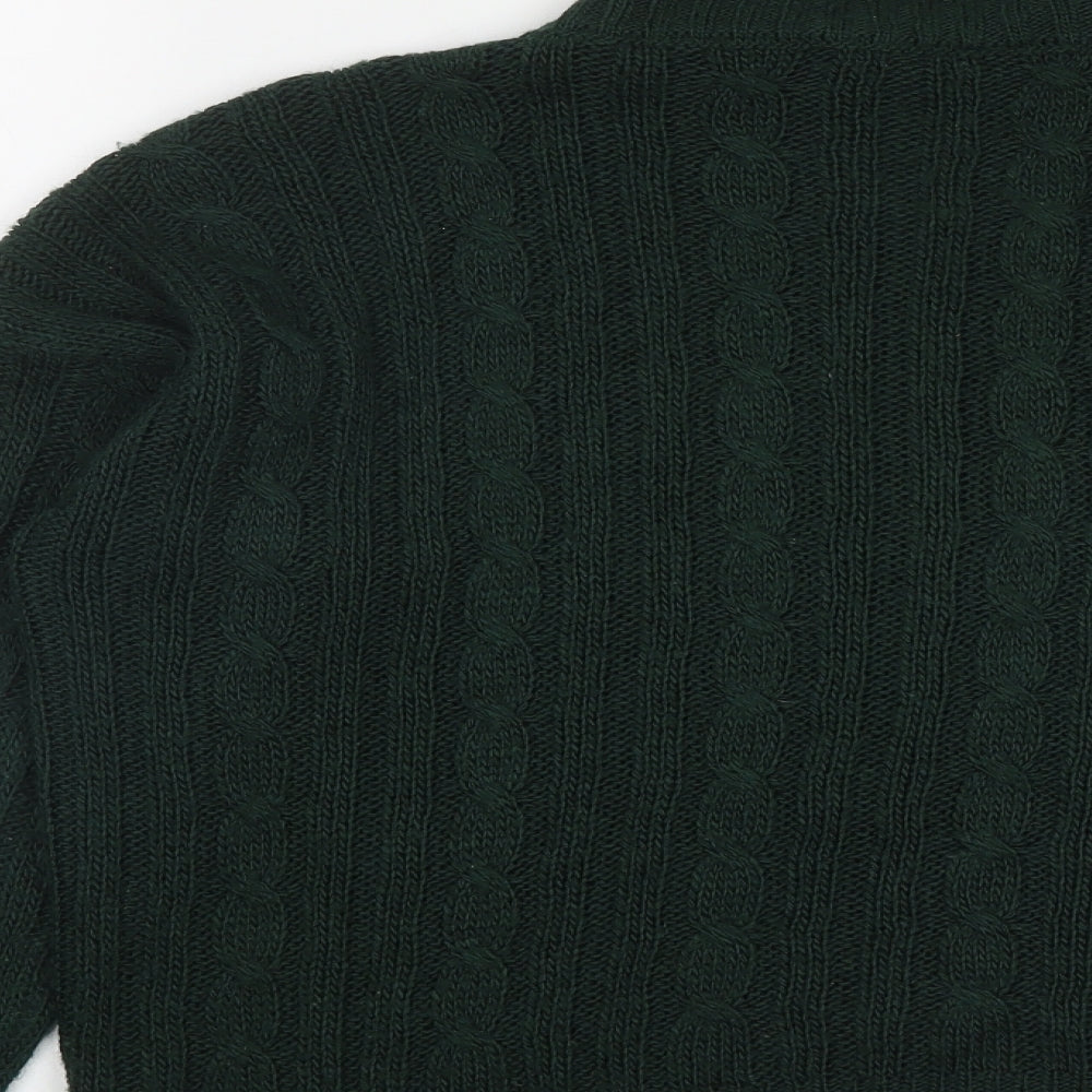 Peacocks Womens Green Round Neck  Acrylic Pullover Jumper Size M