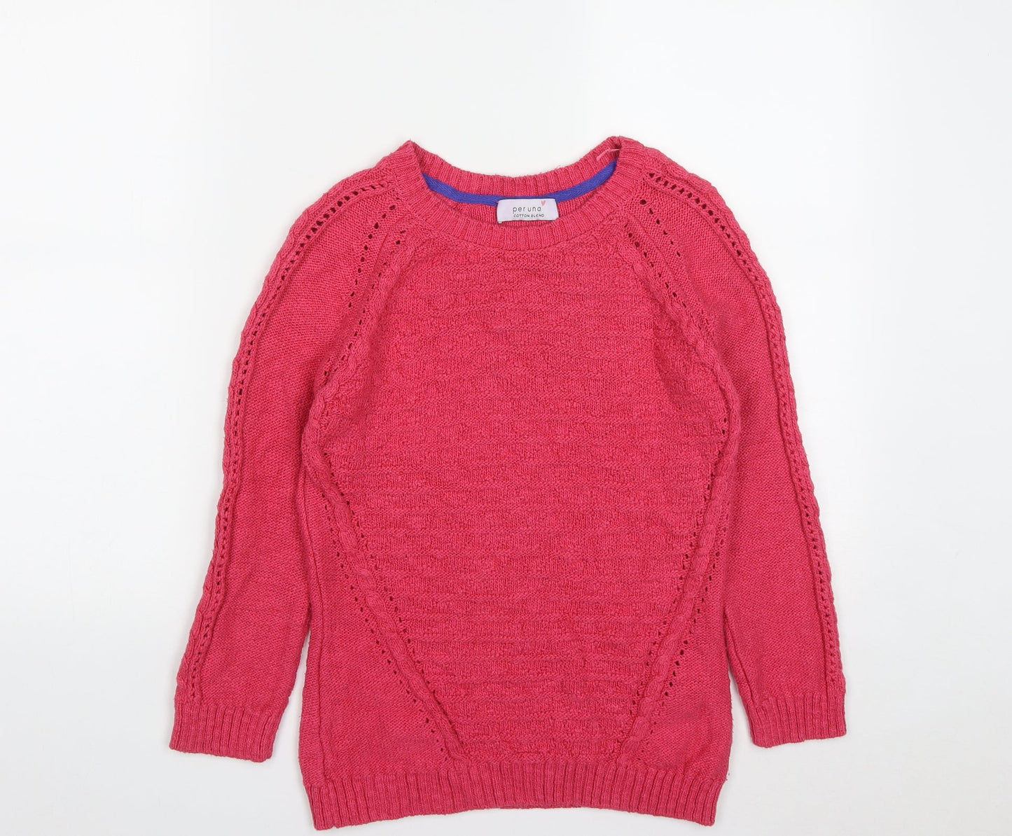 Marks and Spencer Womens Pink Round Neck  Cotton Pullover Jumper Size 8