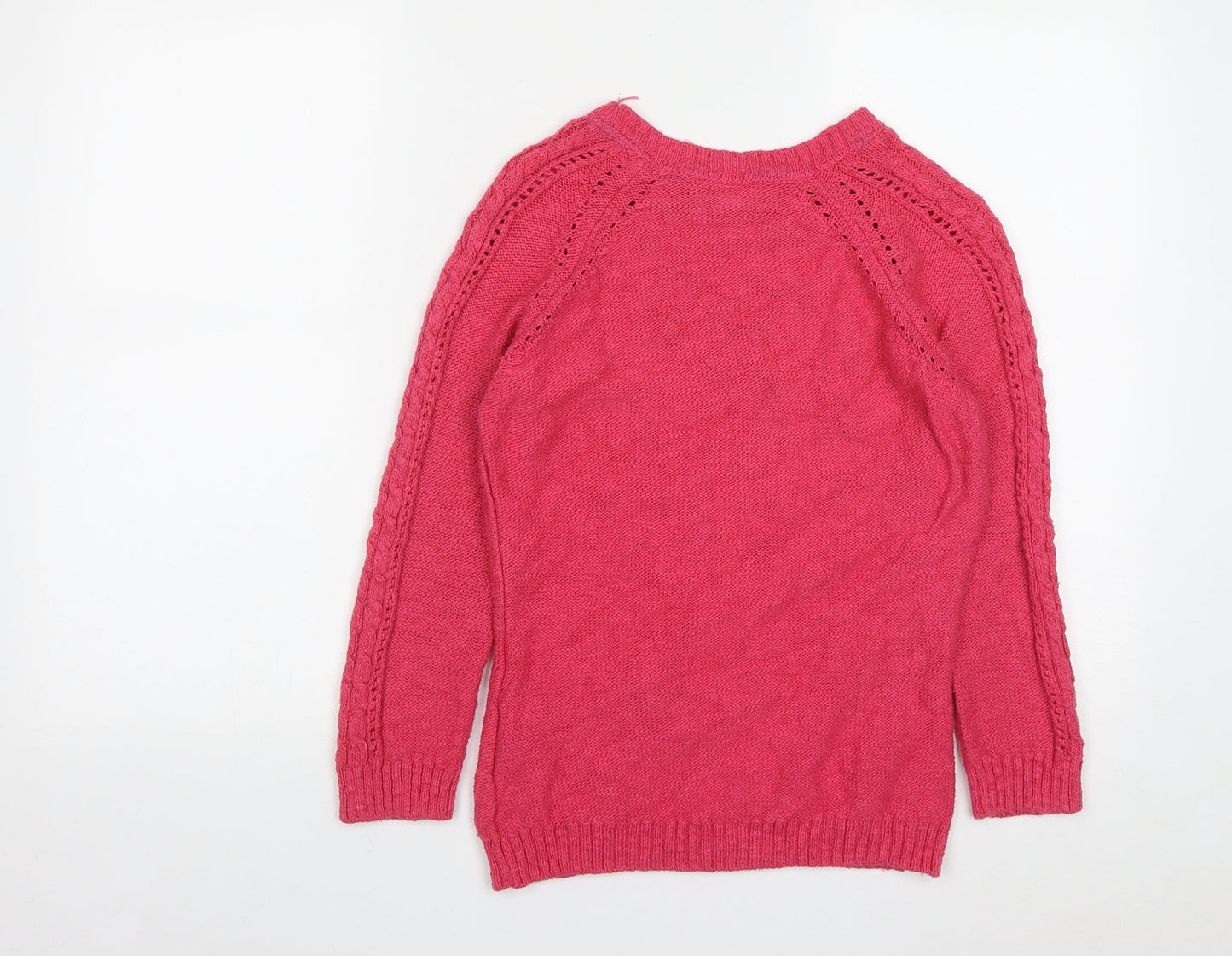 Marks and Spencer Womens Pink Round Neck  Cotton Pullover Jumper Size 8