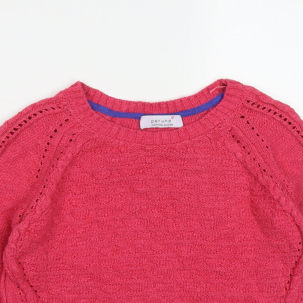 Marks and Spencer Womens Pink Round Neck  Cotton Pullover Jumper Size 8