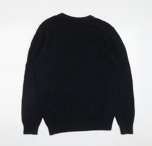 Maine Mens Blue V-Neck  Cotton Pullover Jumper Size M