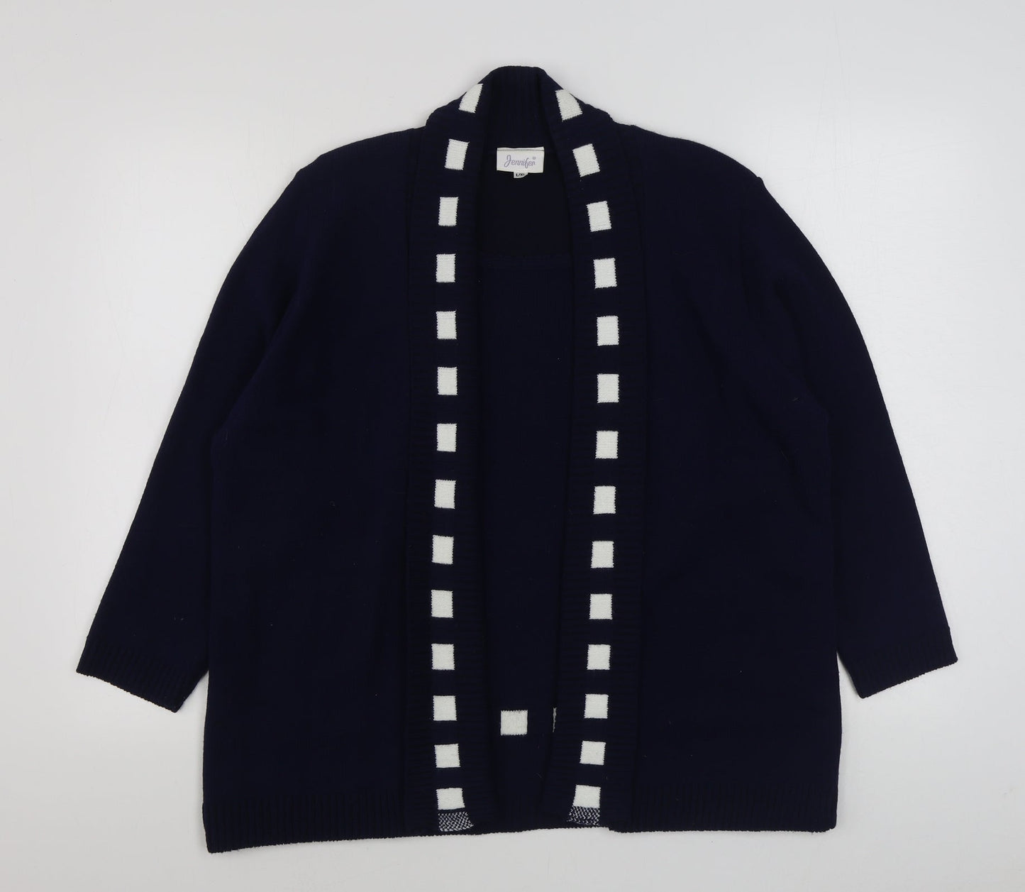 Jennifer Womens Blue Round Neck  Acrylic Cardigan Jumper Size L