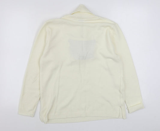 Impressions Mens White Collared  Acrylic Pullover Jumper Size M