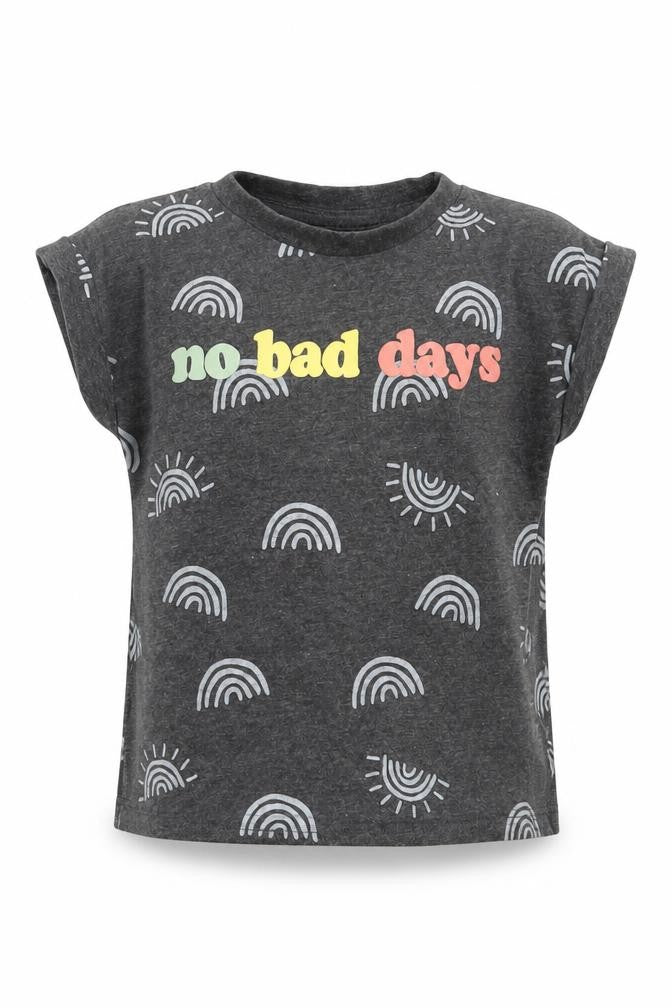 Primark Girls Grey Geometric Cotton Basic T-Shirt Size 9-12 Months Crew Neck Pullover