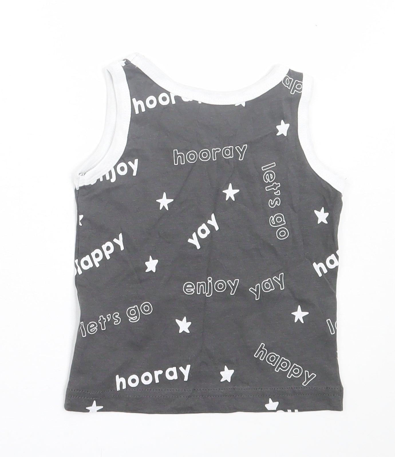 Primark Boys Grey Geometric Cotton Basic Tank Size 9-12 Months Crew Neck Pullover