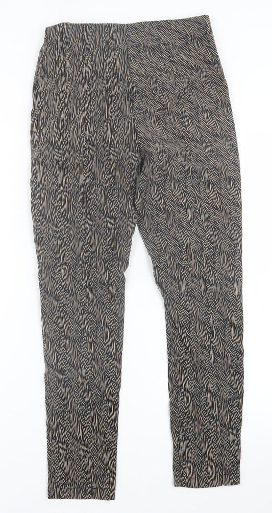 OVS Womens Brown Animal Print Viscose Capri Trousers Size 10 L26 in Regular