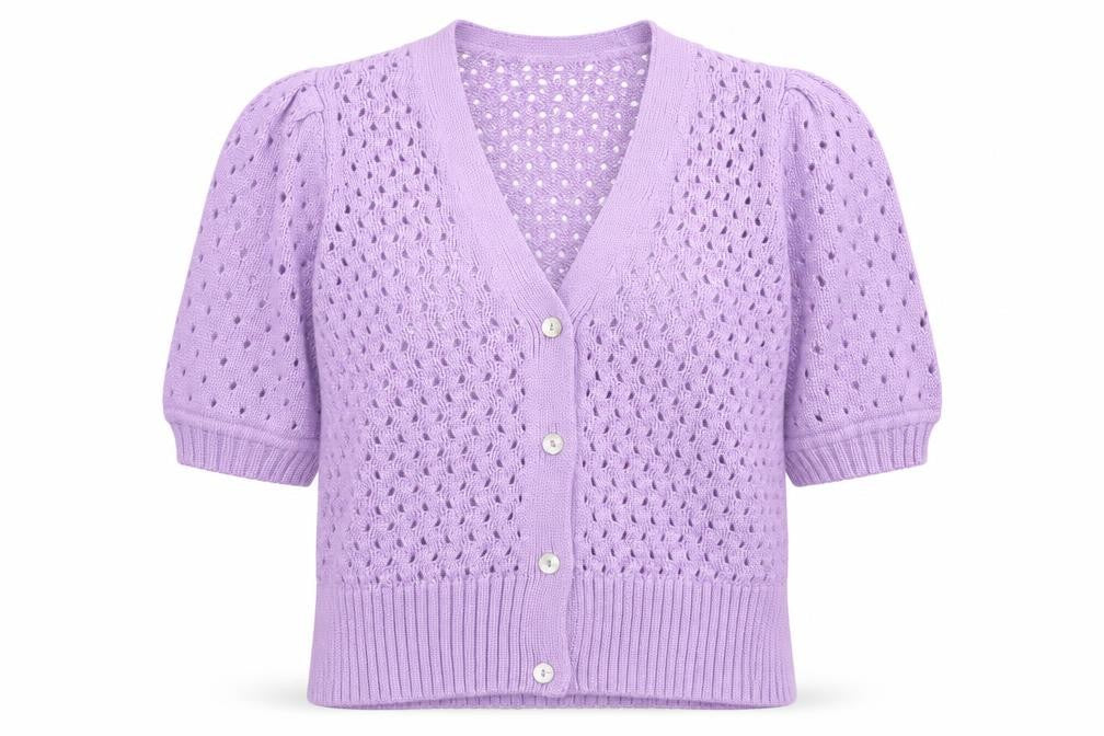 Gallery Womens Purple V-Neck  Acrylic Cardigan Jumper Size S