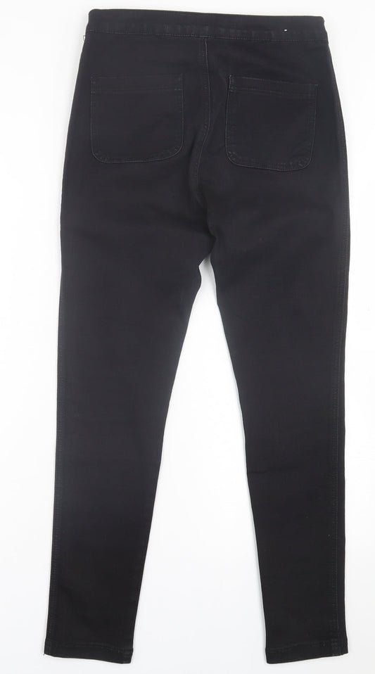 Boohoo Womens Black  Cotton Skinny Jeans Size 12 L27 in Regular Button