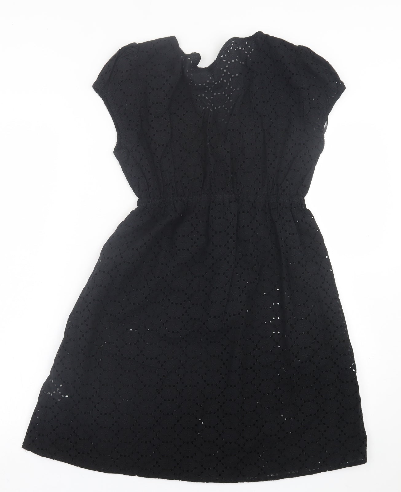 Awear Womens Black Floral Polyester A-Line  Size 12  V-Neck Pullover