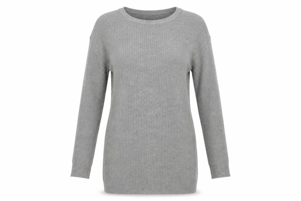 QED London Womens Grey Boat Neck  Acrylic Tunic Jumper Size M