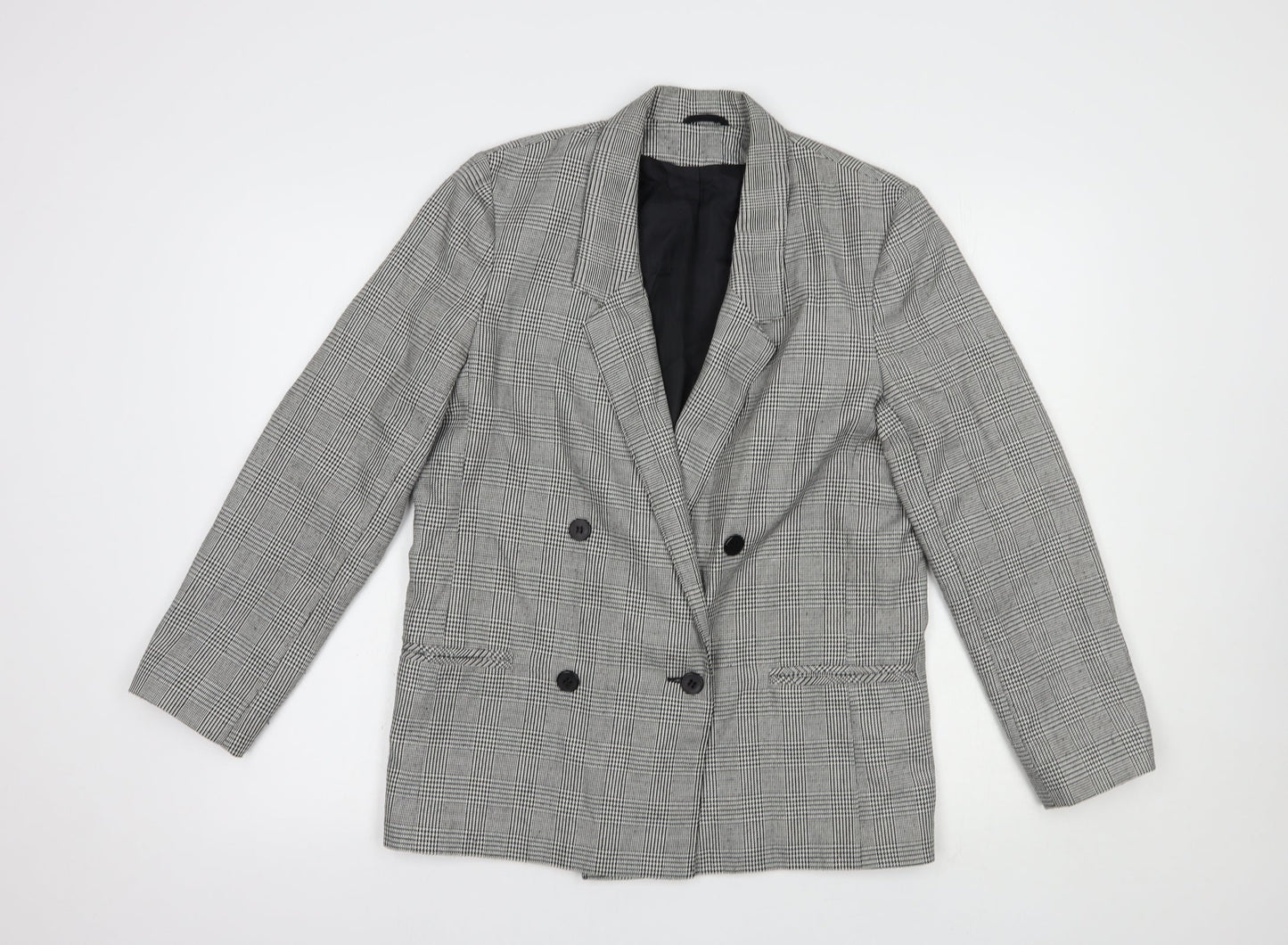 Debenhams Womens Grey Plaid  Jacket Blazer Size 10  Button