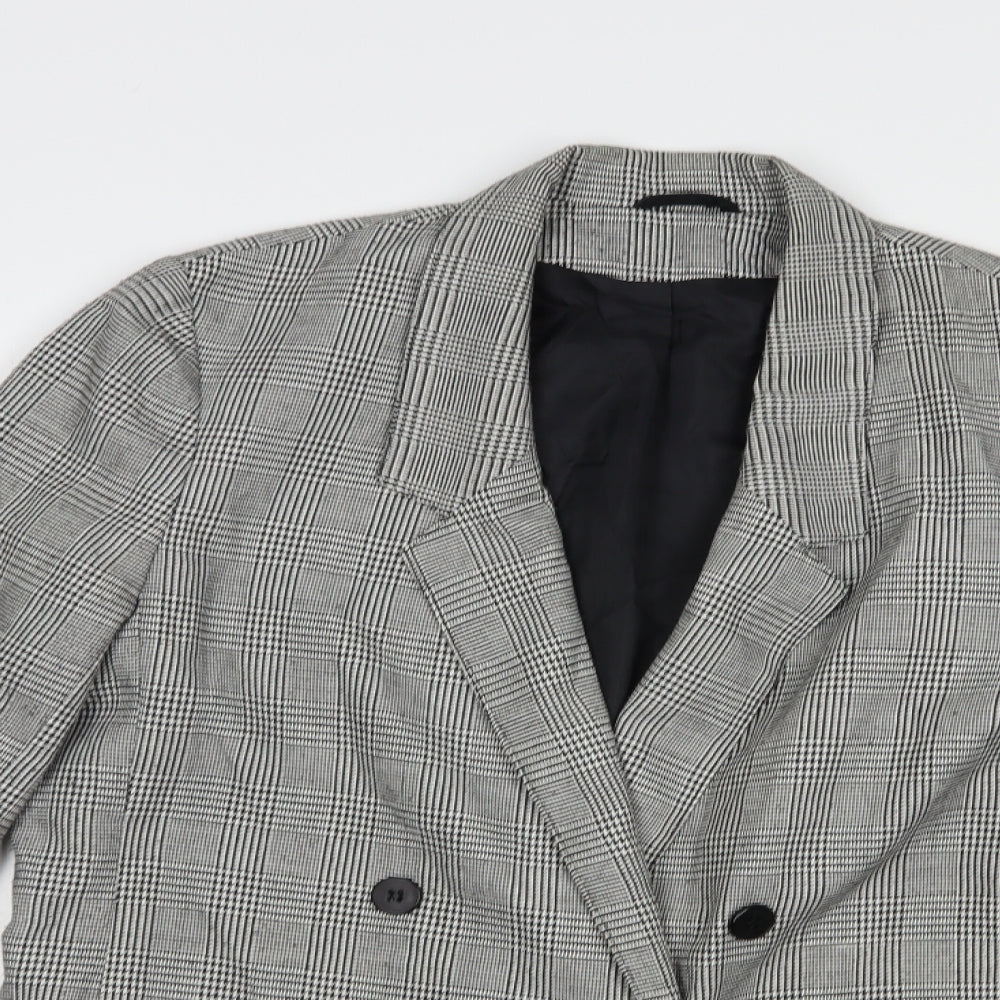 Debenhams Womens Grey Plaid  Jacket Blazer Size 10  Button