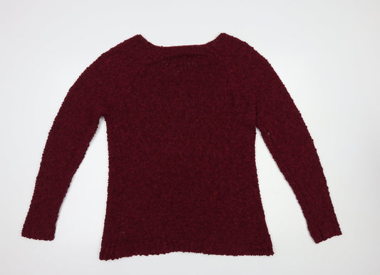 Absolutely Famous Womens Purple V-Neck  Polyester Pullover Jumper Size XL