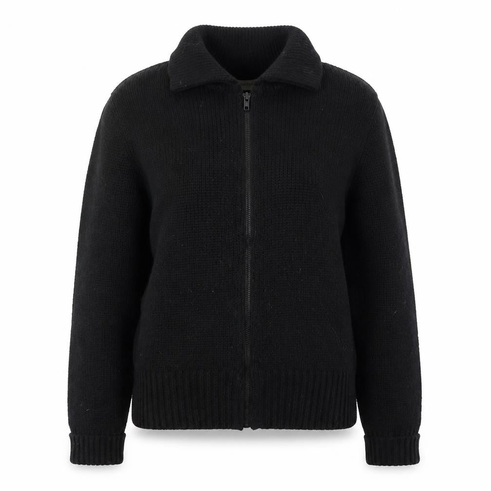Pomodore Womens Black Collared  Acrylic Full Zip Jumper Size S