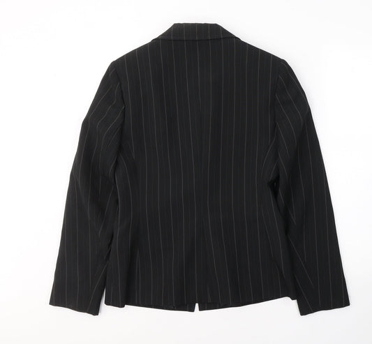 Florence & Fred Womens Black Striped Polyester Jacket Suit Jacket Size 12