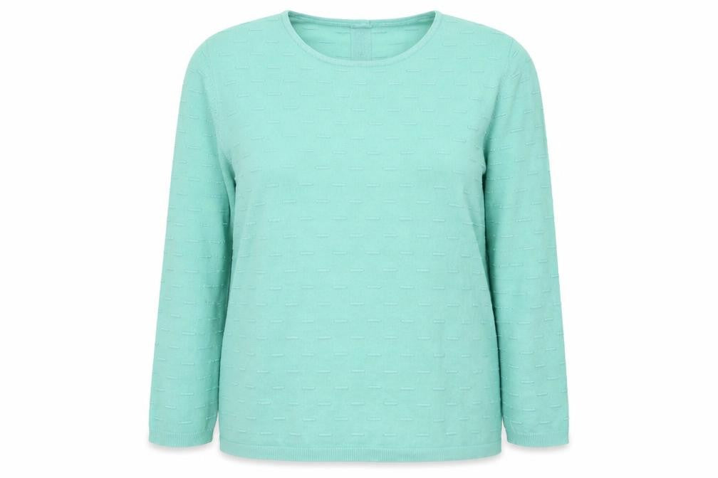Ashrsaf 10 Womens Green Geometric Viscose Jersey Blouse Size XL Round Neck