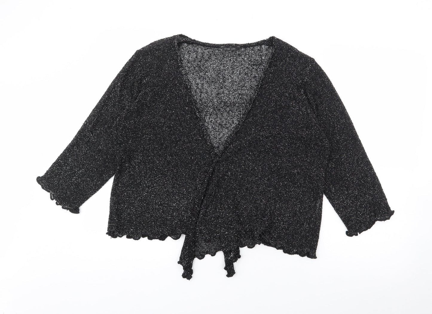 After Dark Womens Black V-Neck  Acrylic Cardigan Jumper One Size