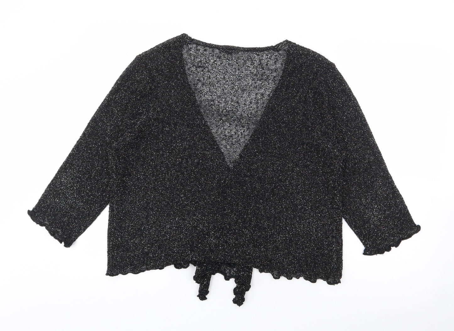 After Dark Womens Black V-Neck  Acrylic Cardigan Jumper One Size