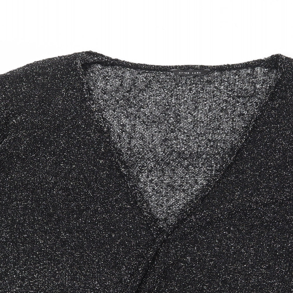 After Dark Womens Black V-Neck  Acrylic Cardigan Jumper One Size