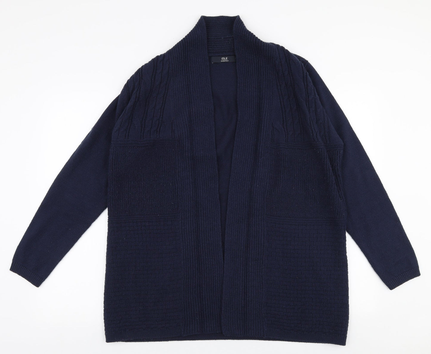 Isle Essentials Womens Blue V-Neck  Acrylic Cardigan Jumper Size M