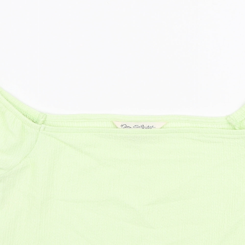 Miss Selfridge Womens Green  Polyester Cropped Blouse Size 6 Off the Shoulder