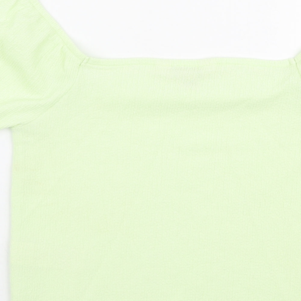 Miss Selfridge Womens Green  Polyester Cropped Blouse Size 6 Off the Shoulder