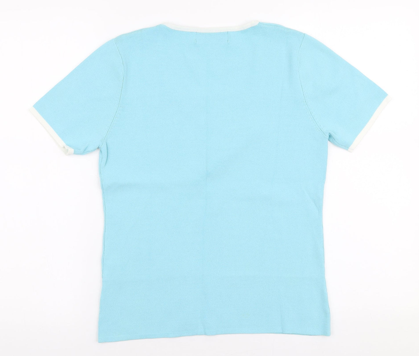 Just Elegance Womens Blue Square Neck  Viscose Pullover Jumper Size S