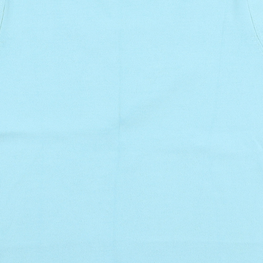 Just Elegance Womens Blue Square Neck  Viscose Pullover Jumper Size S