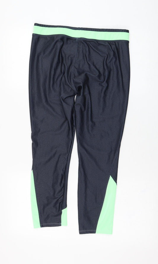 DOMYOS Womens Blue  Polyester Cropped Leggings Size 30 in L22 in Regular Pullover