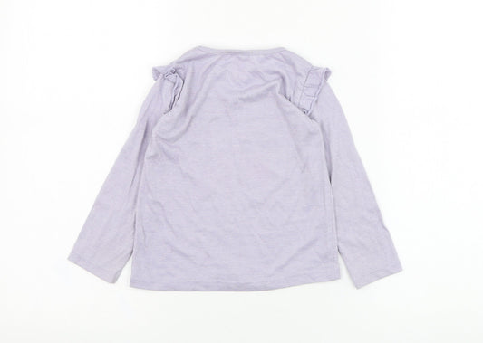 E-vie Girls Purple  Polyester Basic T-Shirt Size 2-3 Years Round Neck Pullover - Flower