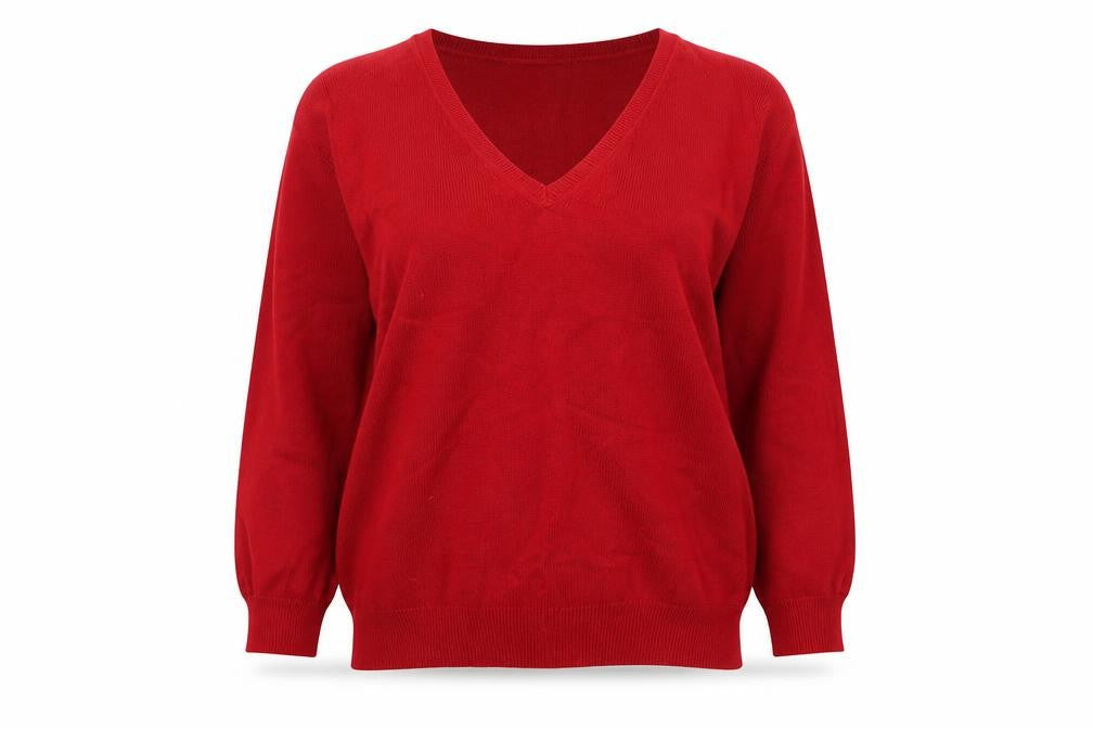 Marks and Spencer Womens Red V-Neck  Viscose Pullover Jumper Size 12
