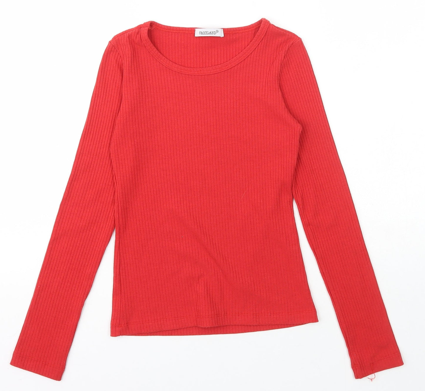 Fanyland Womens Red Scoop Neck  Polyester Pullover Jumper Size S