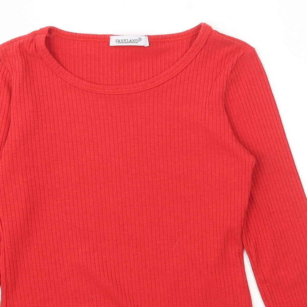 Fanyland Womens Red Scoop Neck  Polyester Pullover Jumper Size S