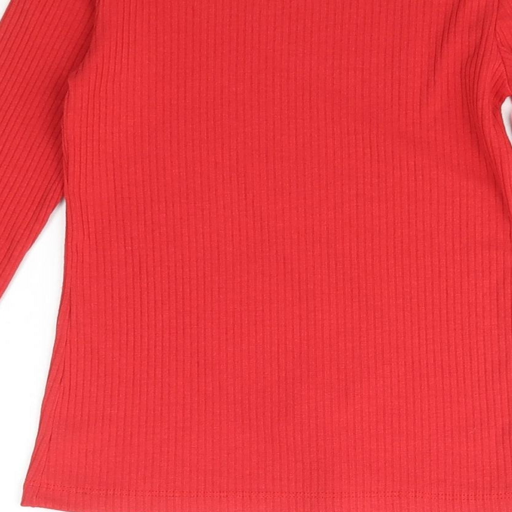 Fanyland Womens Red Scoop Neck  Polyester Pullover Jumper Size S