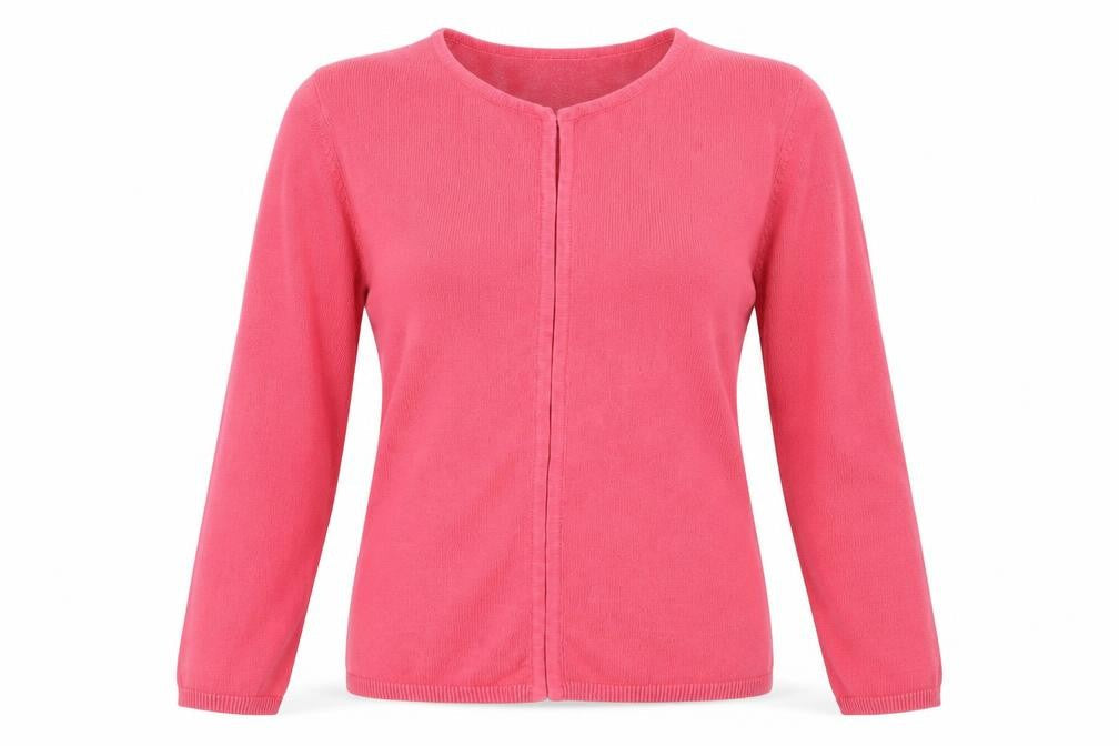 BAY Womens Pink Crew Neck  Cotton Cardigan Jumper Size 10   - hook and eye