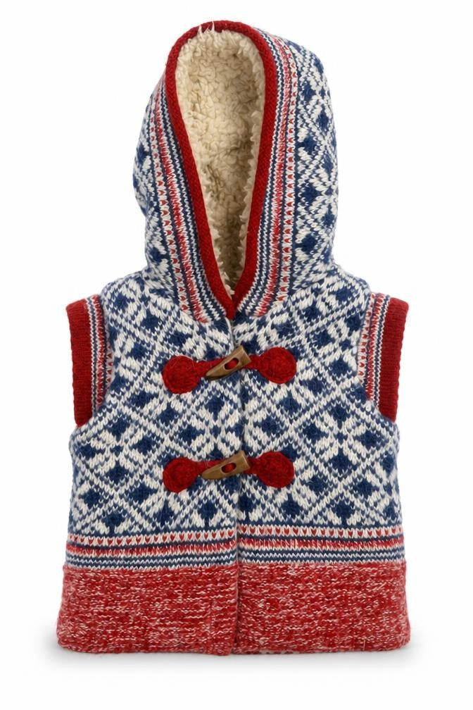 Next Boys Multicoloured Geometric  Gilet Coat Size 3-6 Months   Hook & Eye