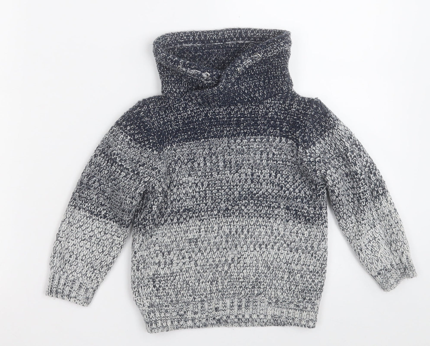 Primark Boys Grey High Neck  Cotton Pullover Jumper Size 2-3 Years
