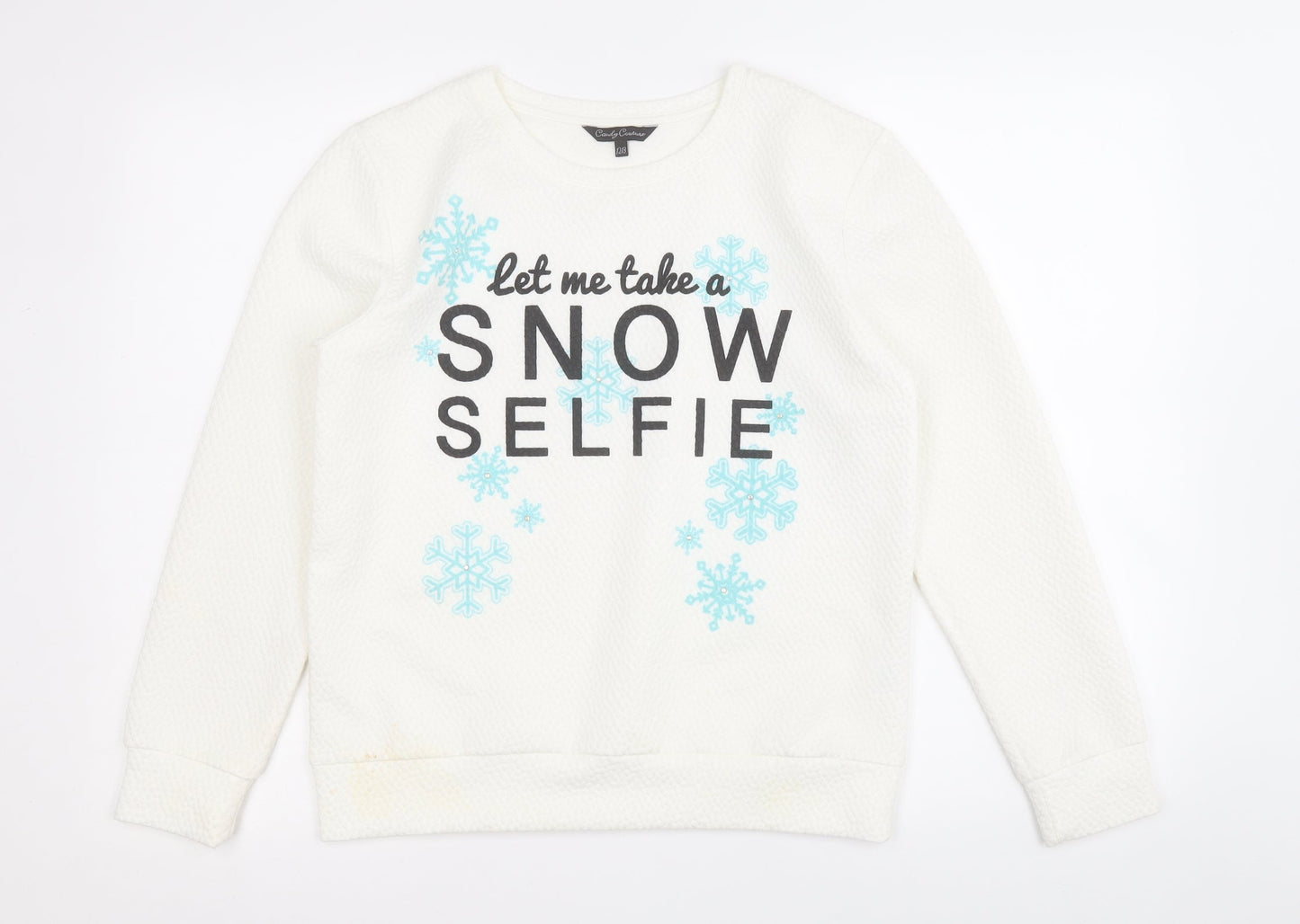 Candy Couture Girls White  Polyester Pullover Sweatshirt Size 12-13 Years   - Snow Flake