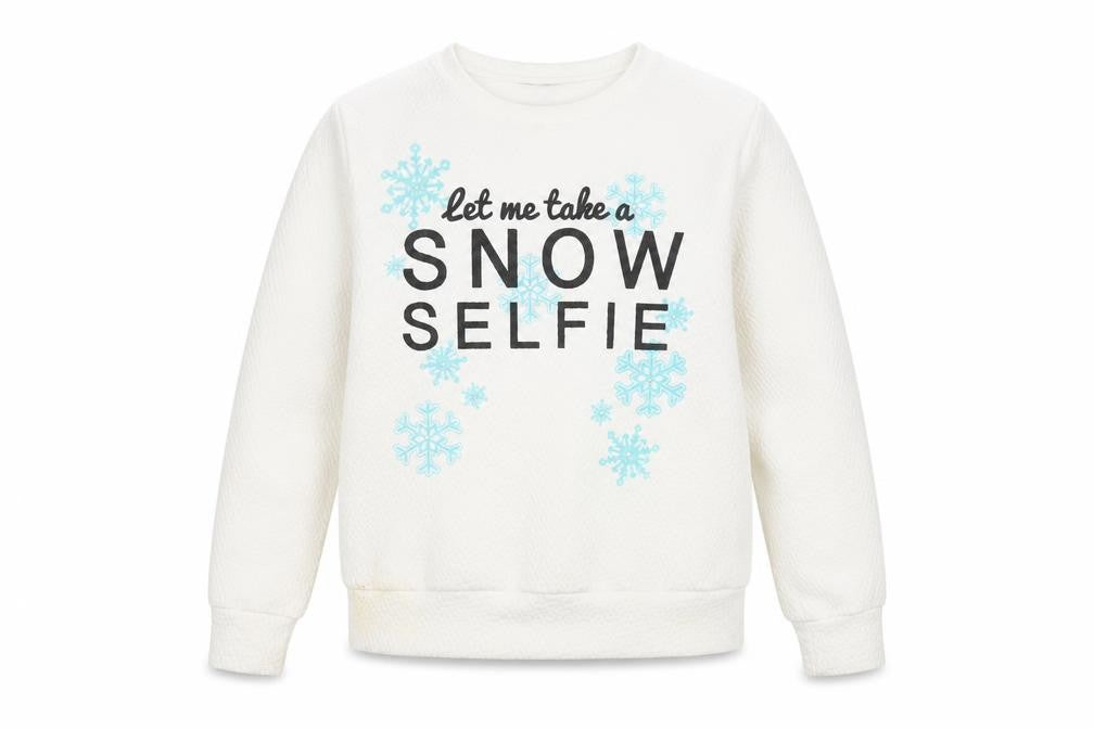 Candy Couture Girls White  Polyester Pullover Sweatshirt Size 12-13 Years   - Snow Flake